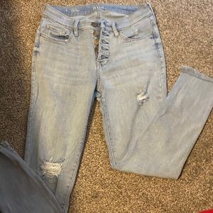 a.n.a Light Blue Skinny Jeans with Distressed Details